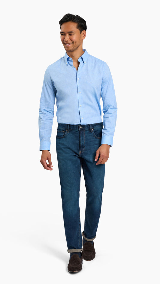 Blue Cotton Linen Shirt