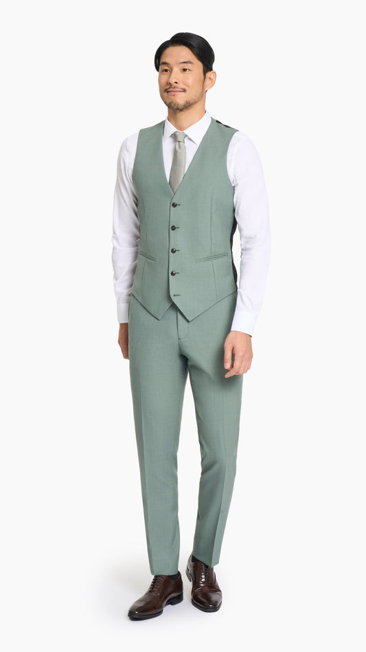 Holland & Sherry Sage Green Hopsack Waistcoat