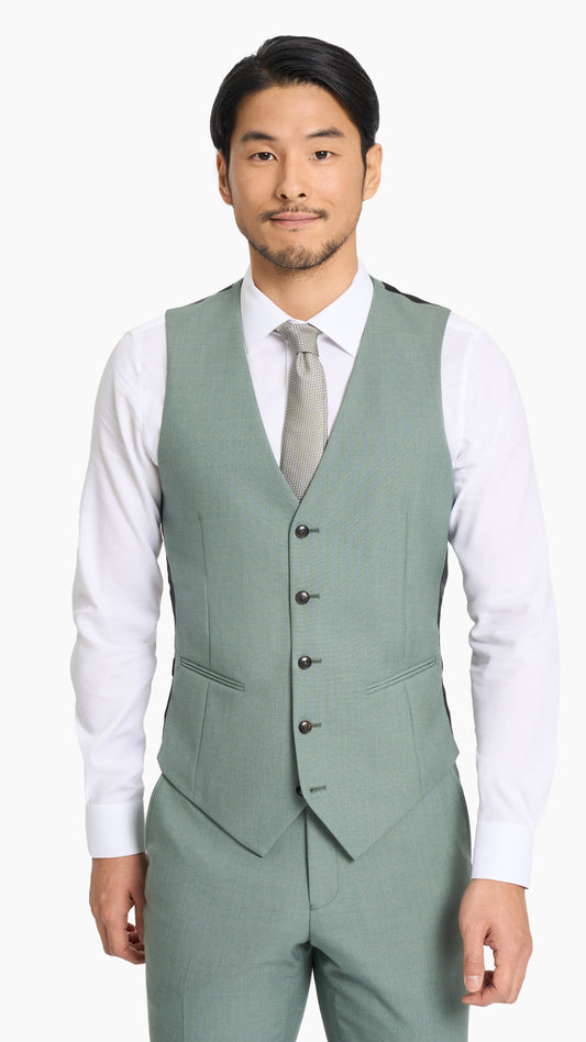 Holland & Sherry Sage Green Hopsack Waistcoat