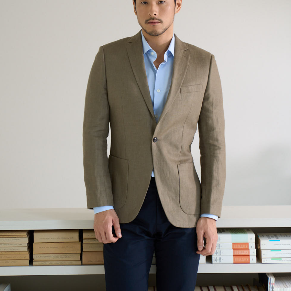 Men's khaki clearance blazer jacket