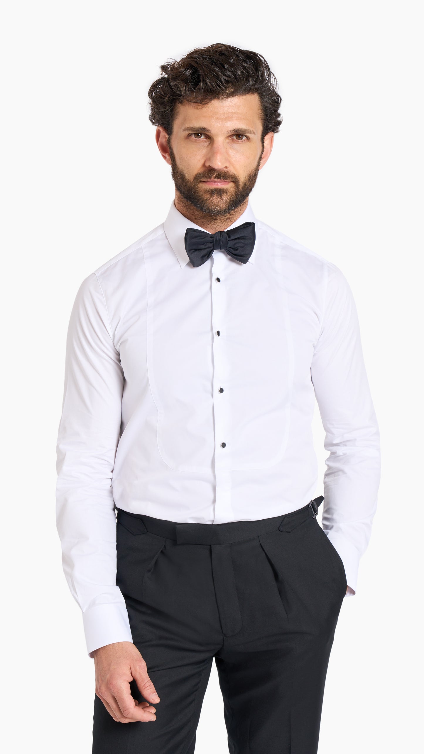 White ES Essentials Custom Tuxedo Shirt