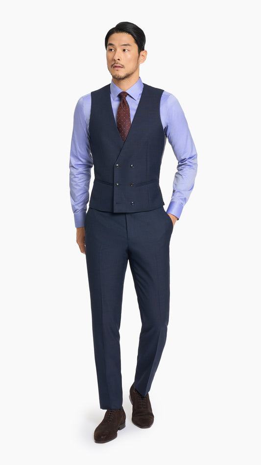 Holland & Sherry Contrast Navy Nailhead Custom Waistcoat