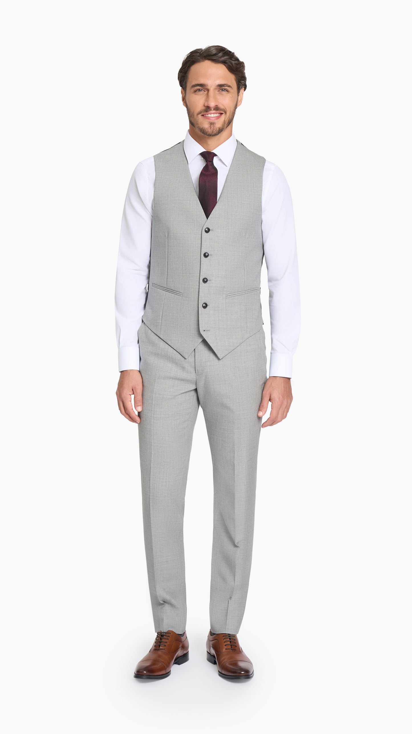 Holland & Sherry Light Grey Hopsack Waistcoat