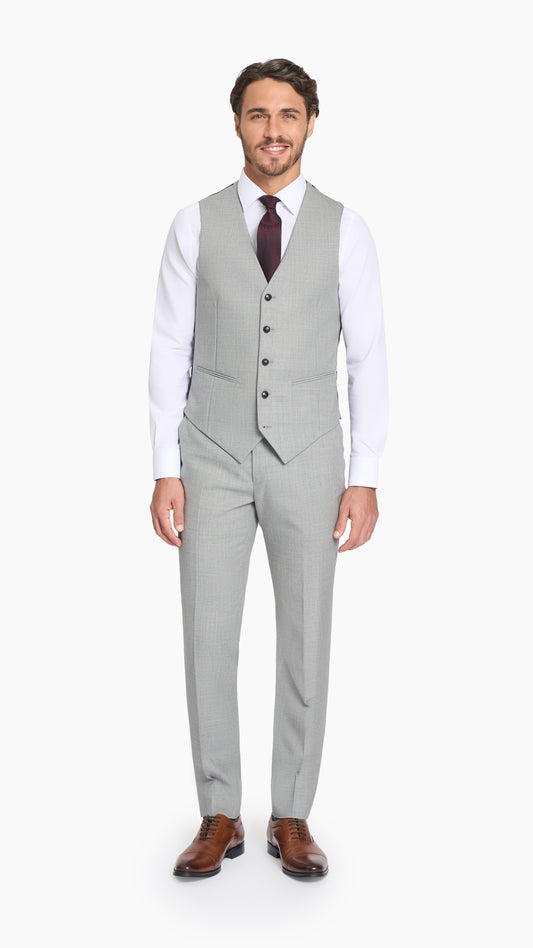 Holland & Sherry Light Grey Hopsack Waistcoat