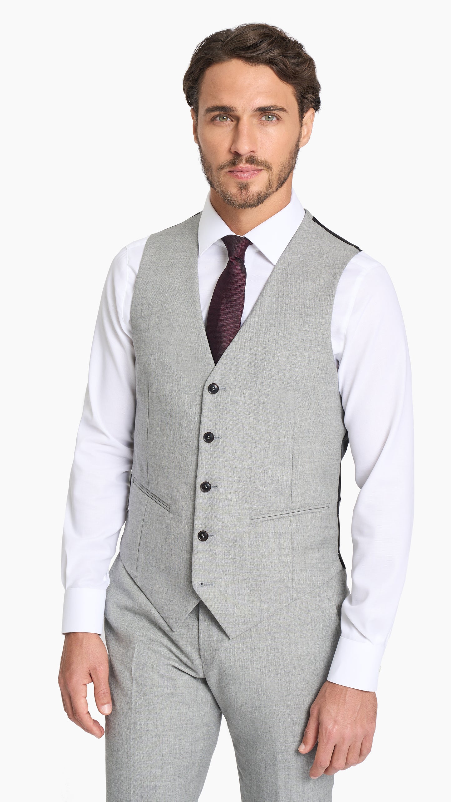 Holland & Sherry Light Grey Hopsack Waistcoat