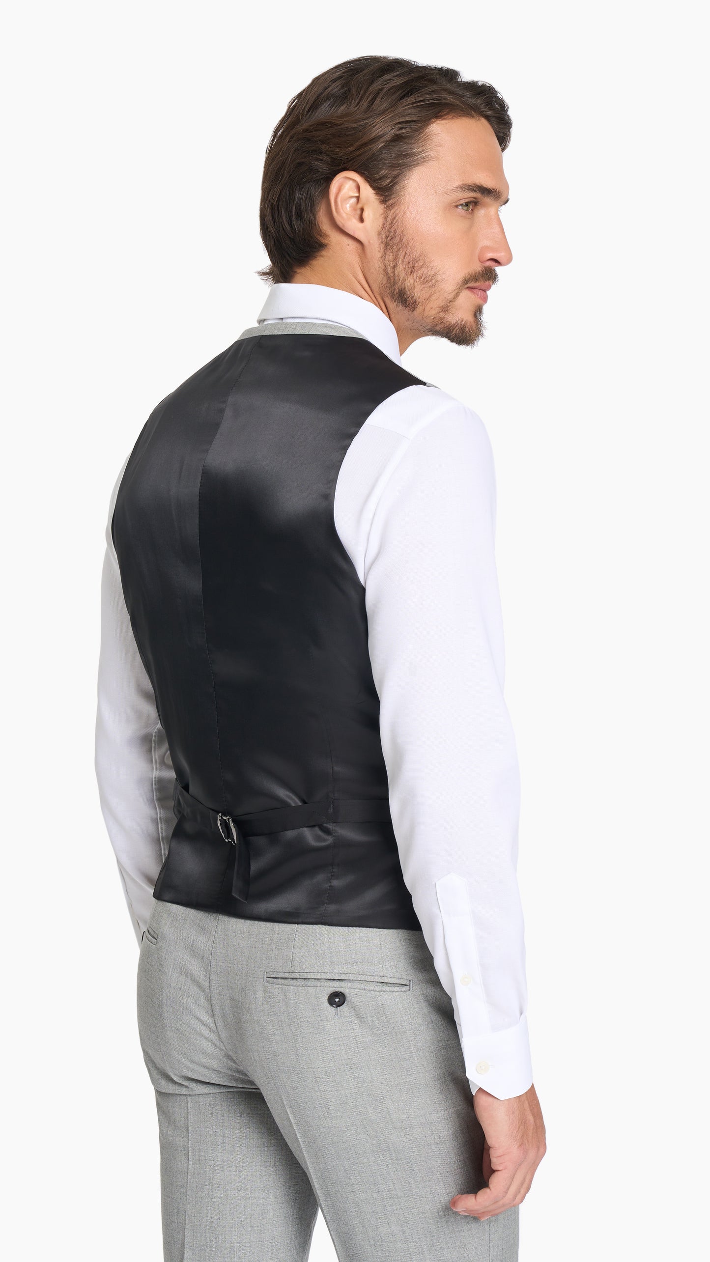 Holland & Sherry Light Grey Hopsack Waistcoat