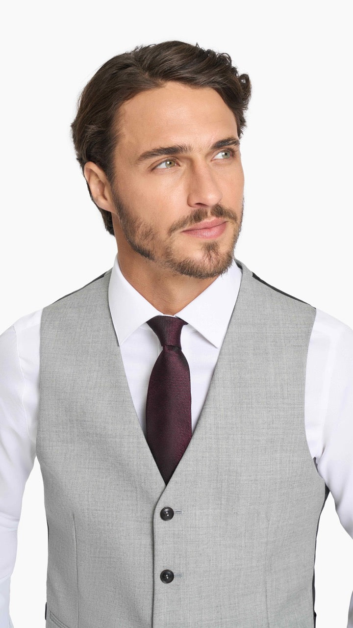 Holland & Sherry Light Grey Hopsack Waistcoat