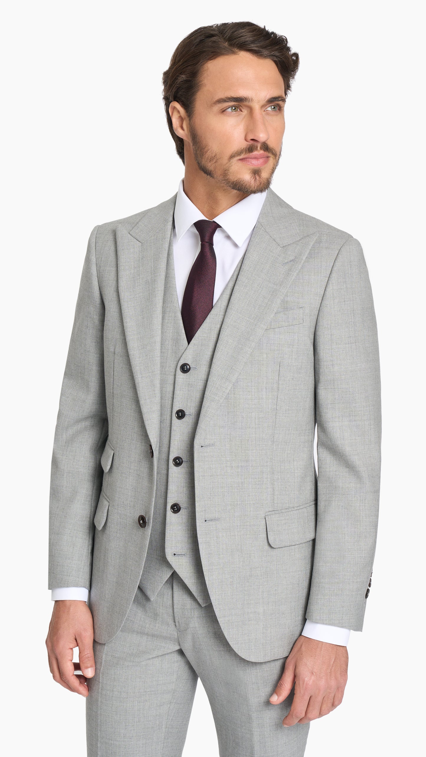 Holland & Sherry Light Grey Hopsack Waistcoat