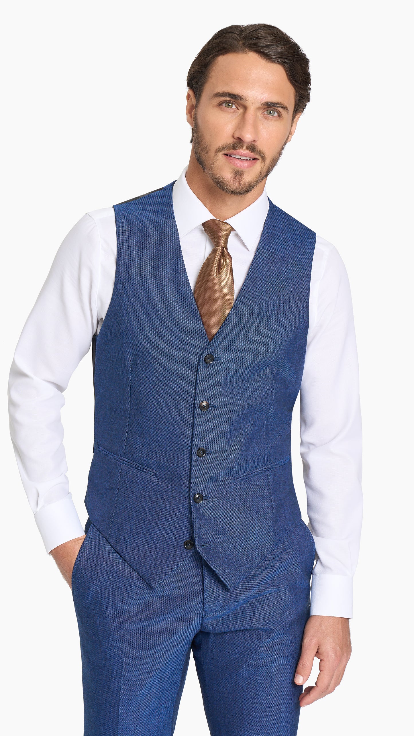 Holland & Sherry Tonic Blue Hopsack Waistcoat