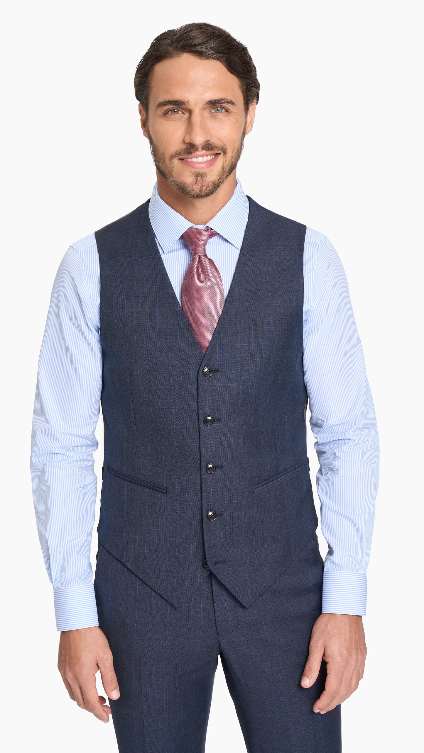 Reda Dark Navy Prince of Wales Waistcoat