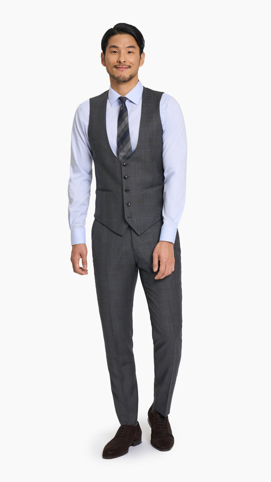 Reda Mid Grey Prince of Wales Custom Waistcoat