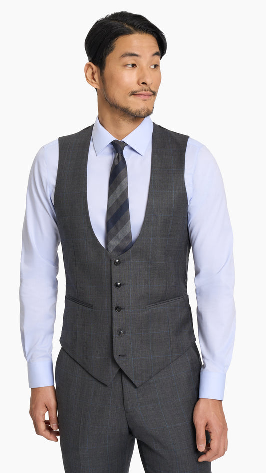 Reda Mid Grey Prince of Wales Custom Waistcoat