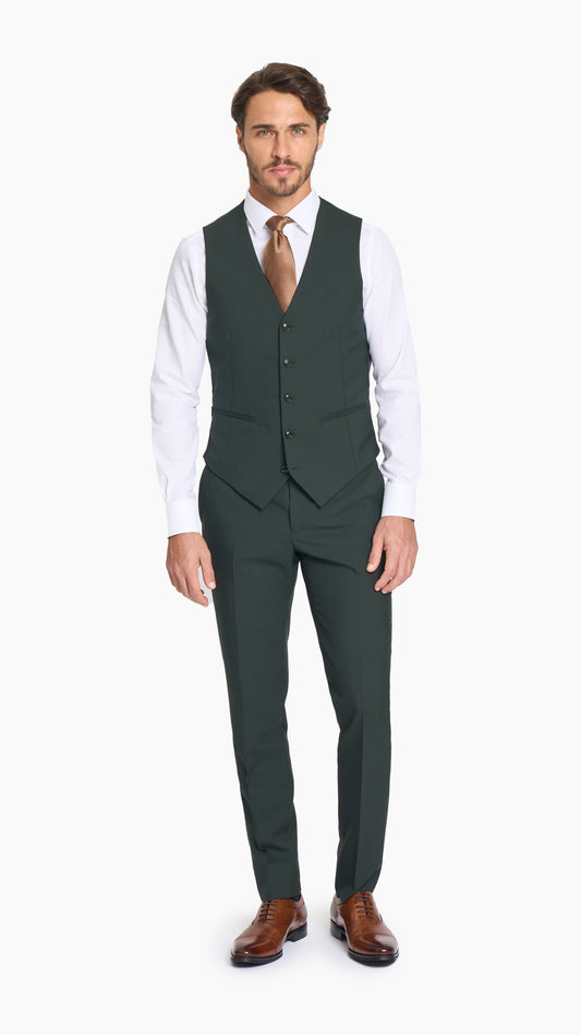 Scabal Dark Green Plain Weave Custom Waistcoat