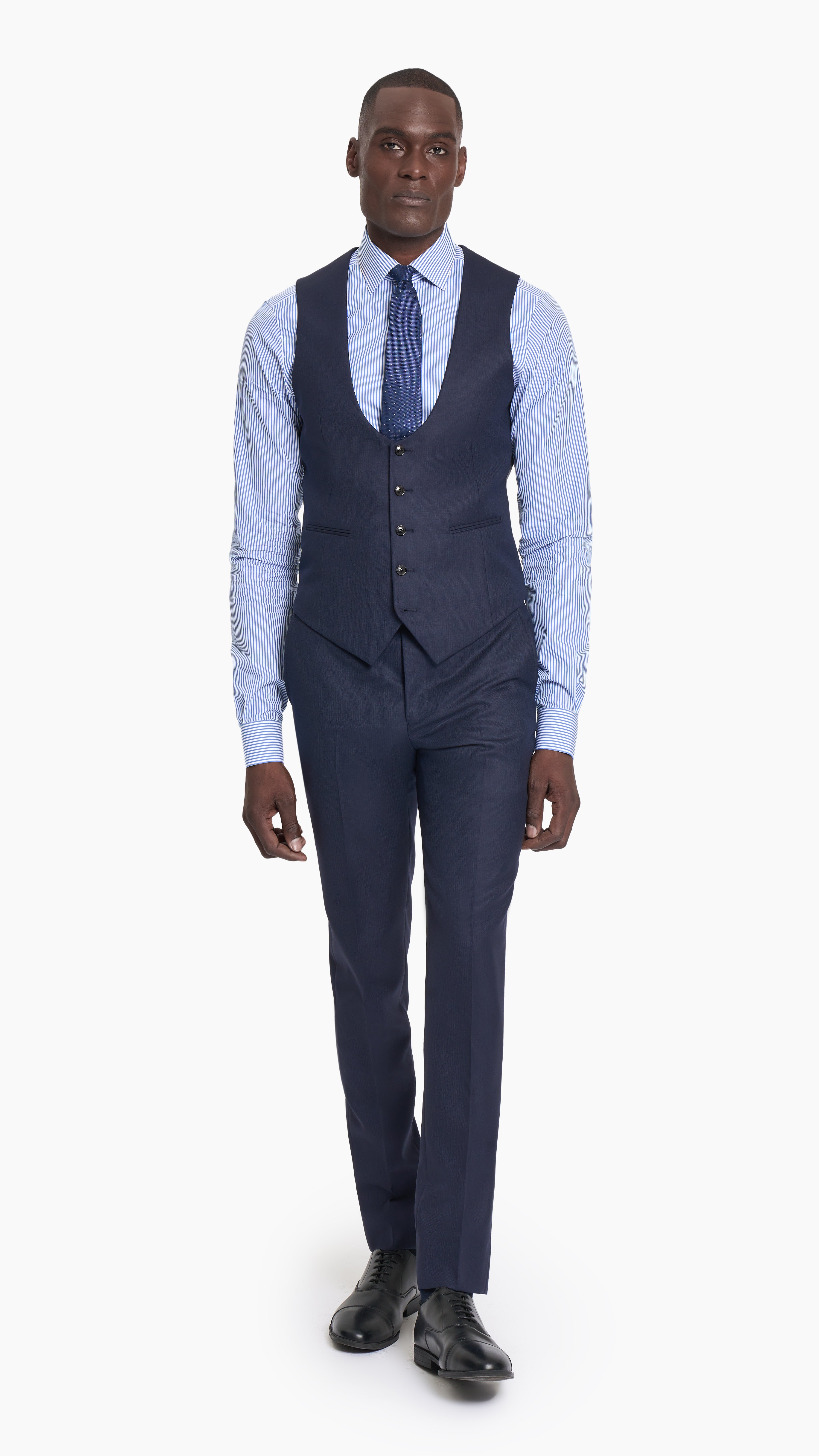 Scabal Navy Blue Herringbone Custom Waistcoat Edit Suits Co