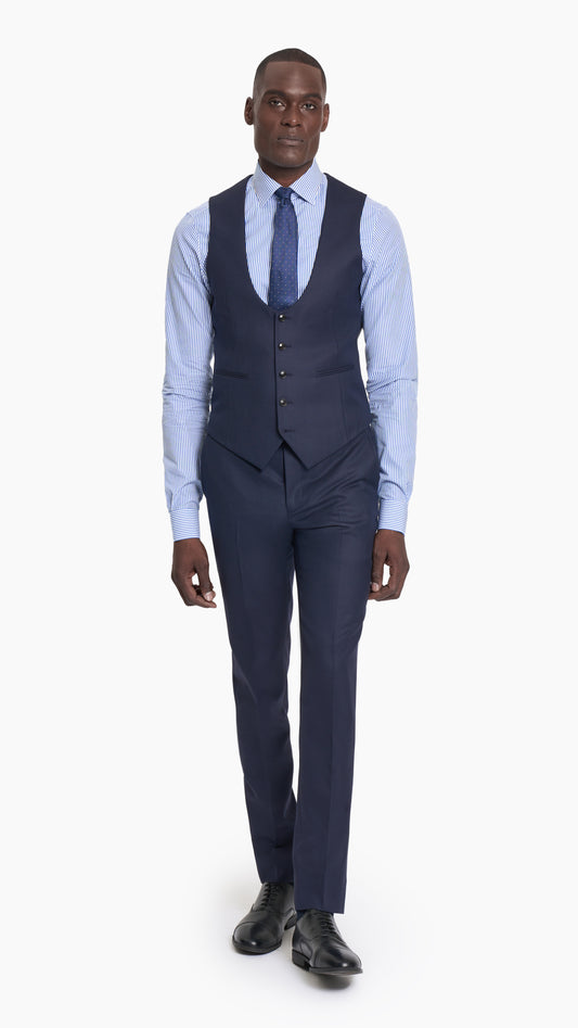 Scabal Navy Blue Herringbone Custom Waistcoat