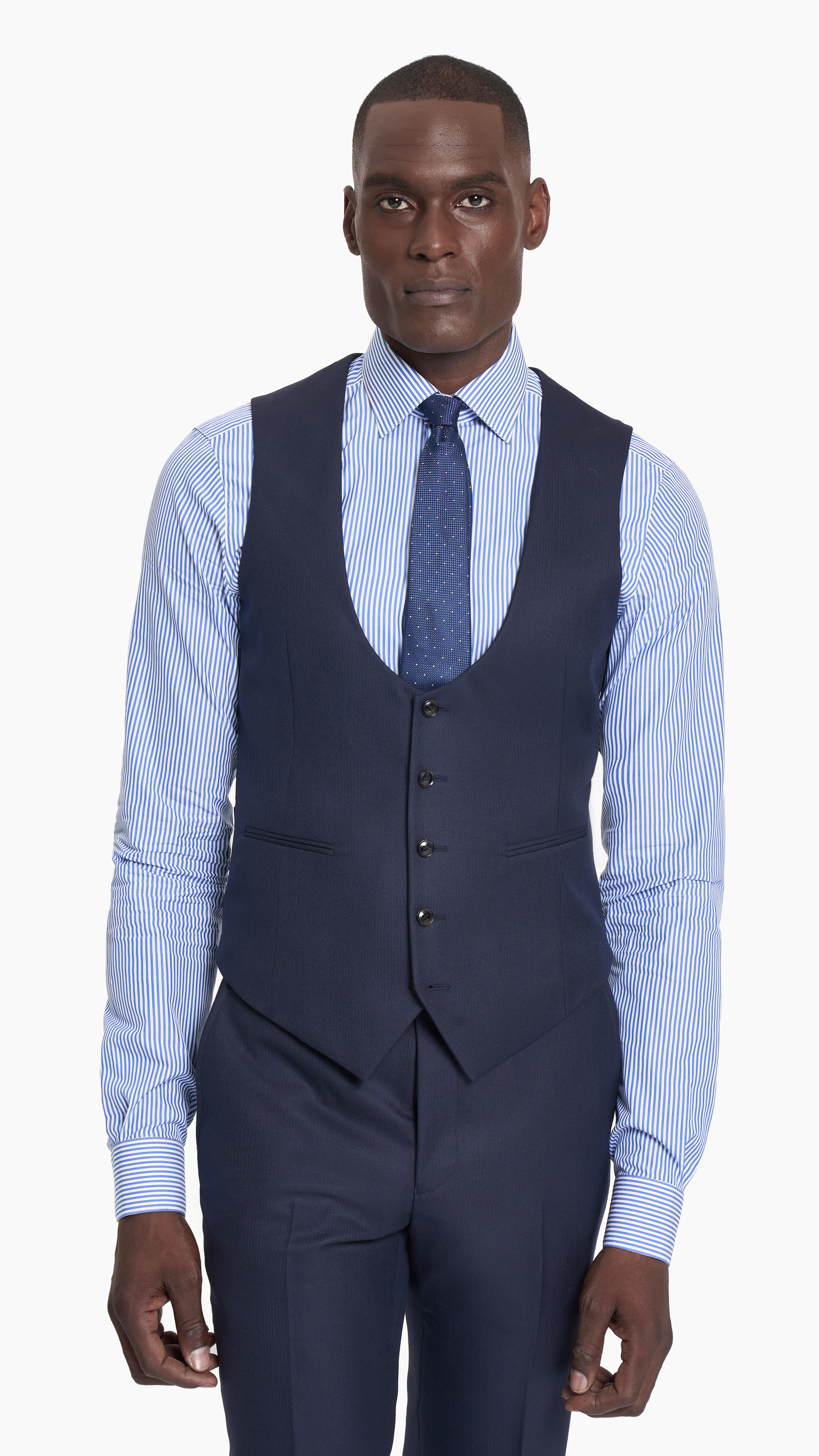 Scabal Navy Blue Herringbone Custom Waistcoat Edit Suits Co