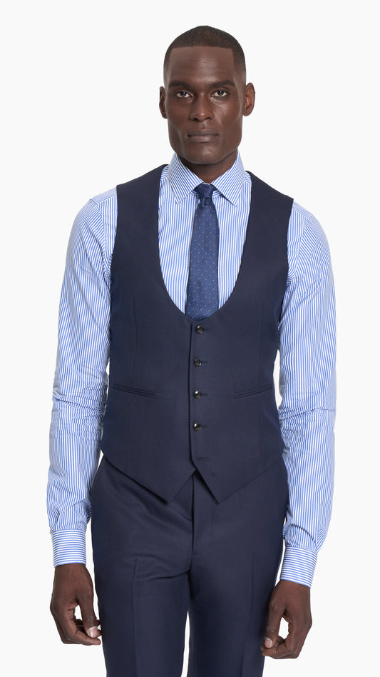 Scabal Navy Blue Herringbone Custom Waistcoat