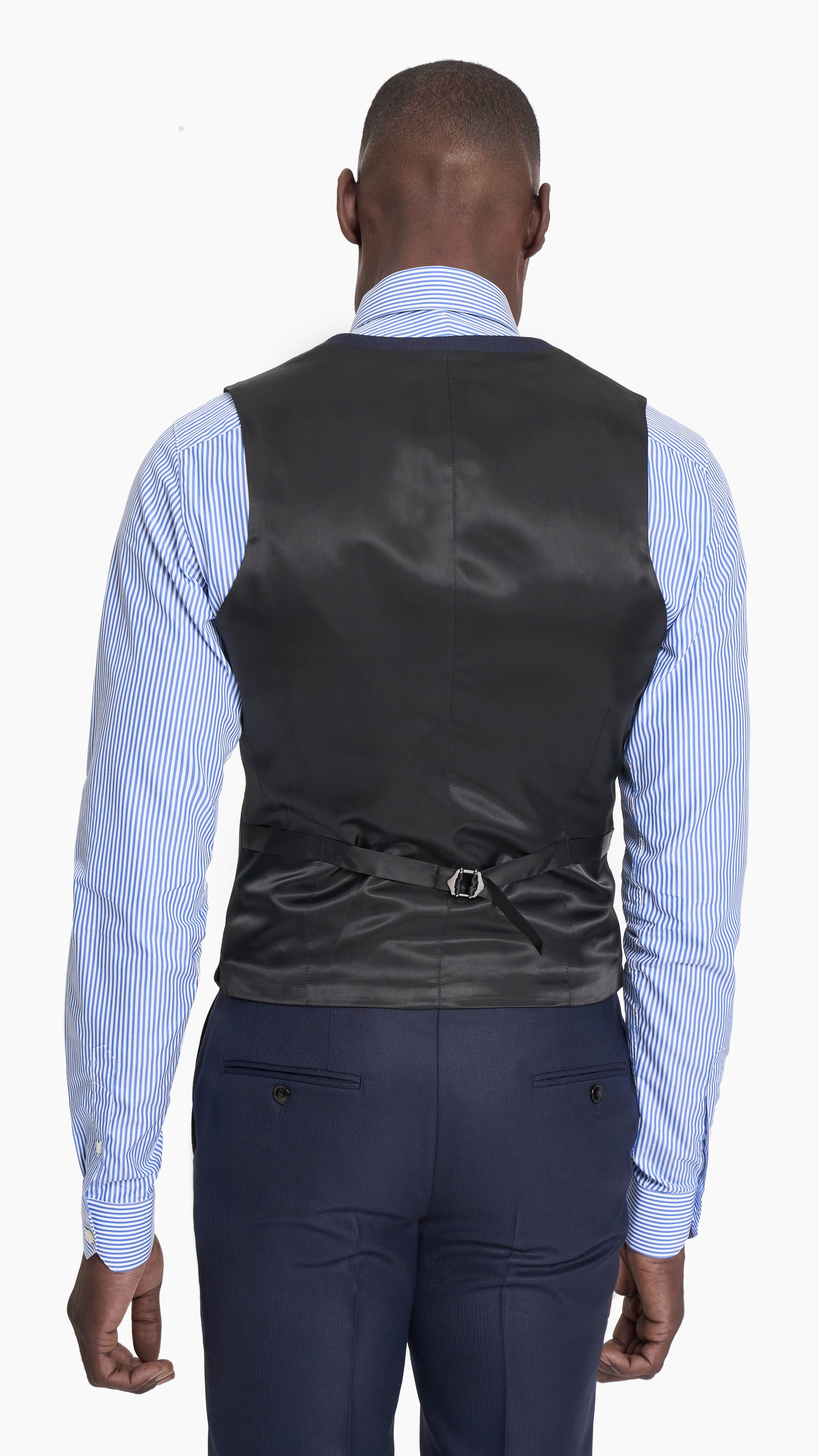 Scabal Navy Blue Herringbone Custom Waistcoat