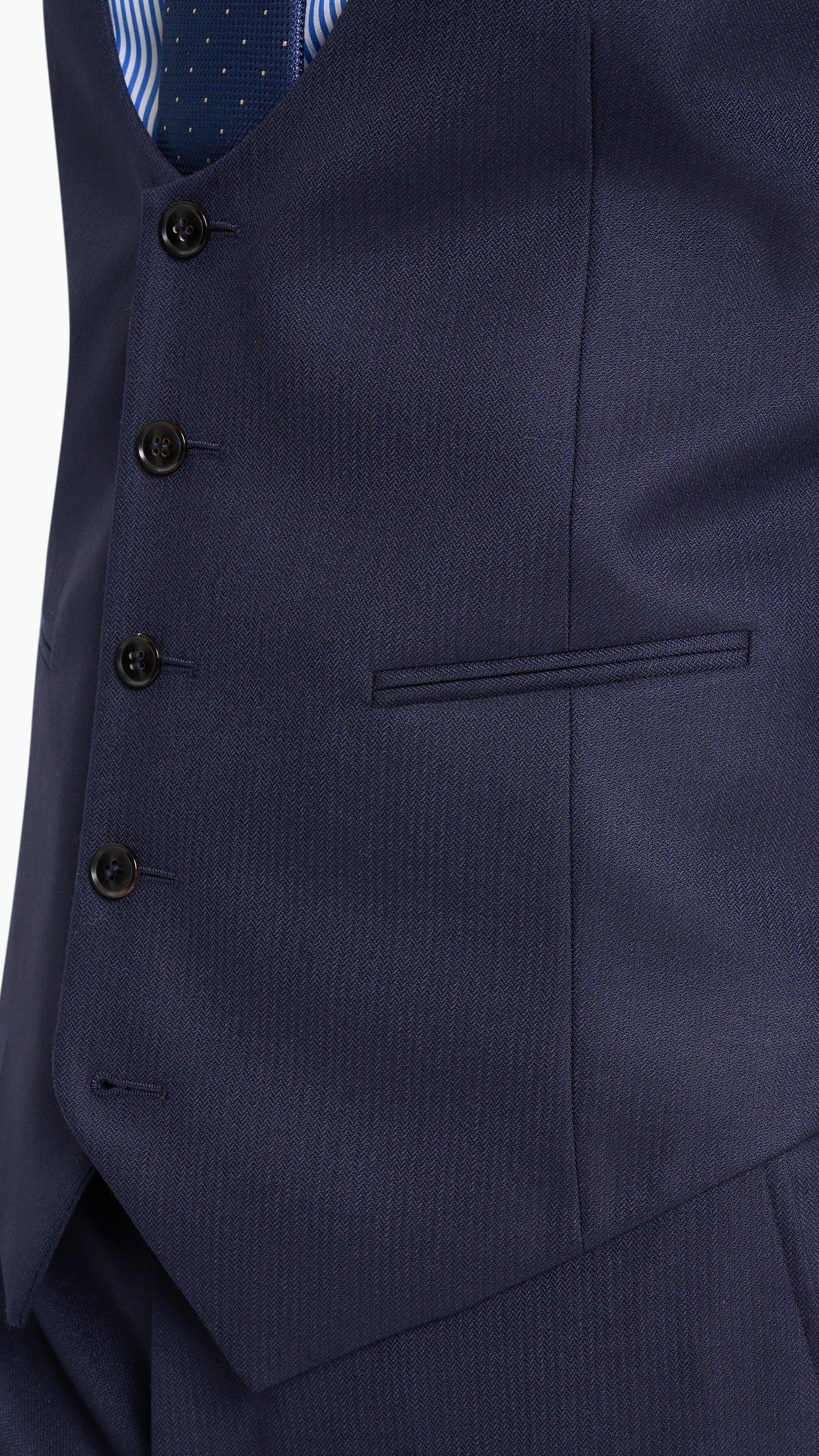 Scabal Navy Blue Herringbone Custom Waistcoat