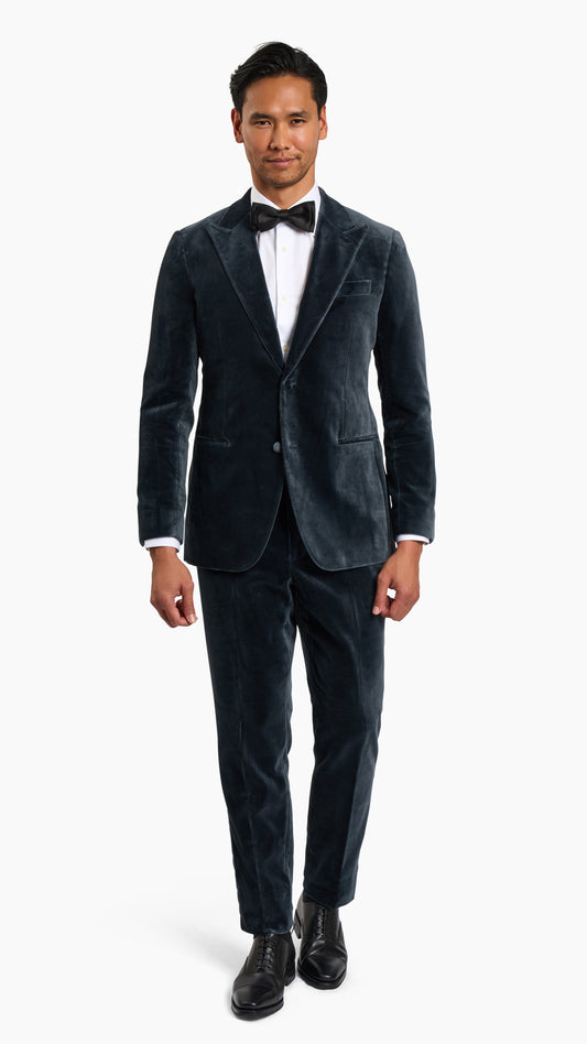 Holland & Sherry Grey Velvet Tuxedo Suit