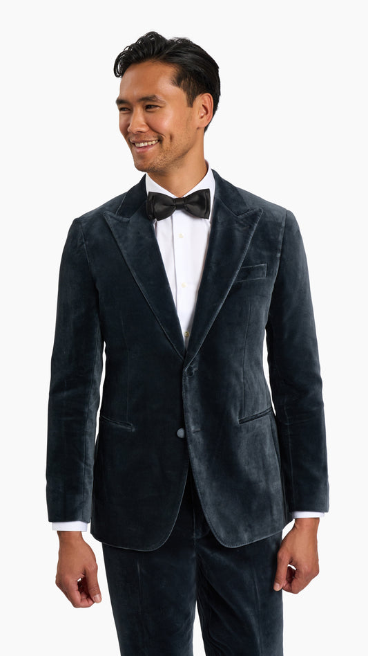 Holland & Sherry Grey Velvet Tuxedo Suit