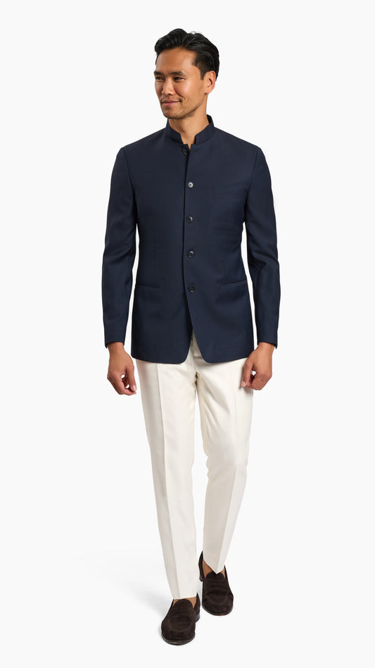 Midnight Blue Nehru Collar Jacket