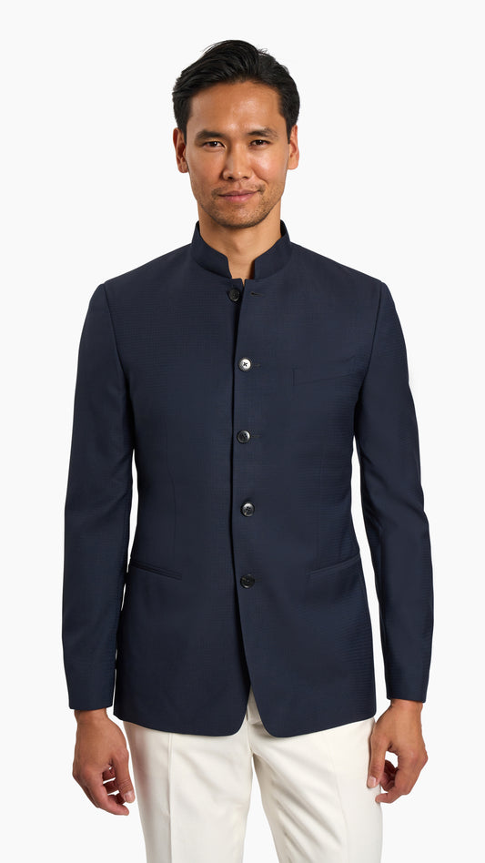 Midnight Blue Nehru Collar Jacket