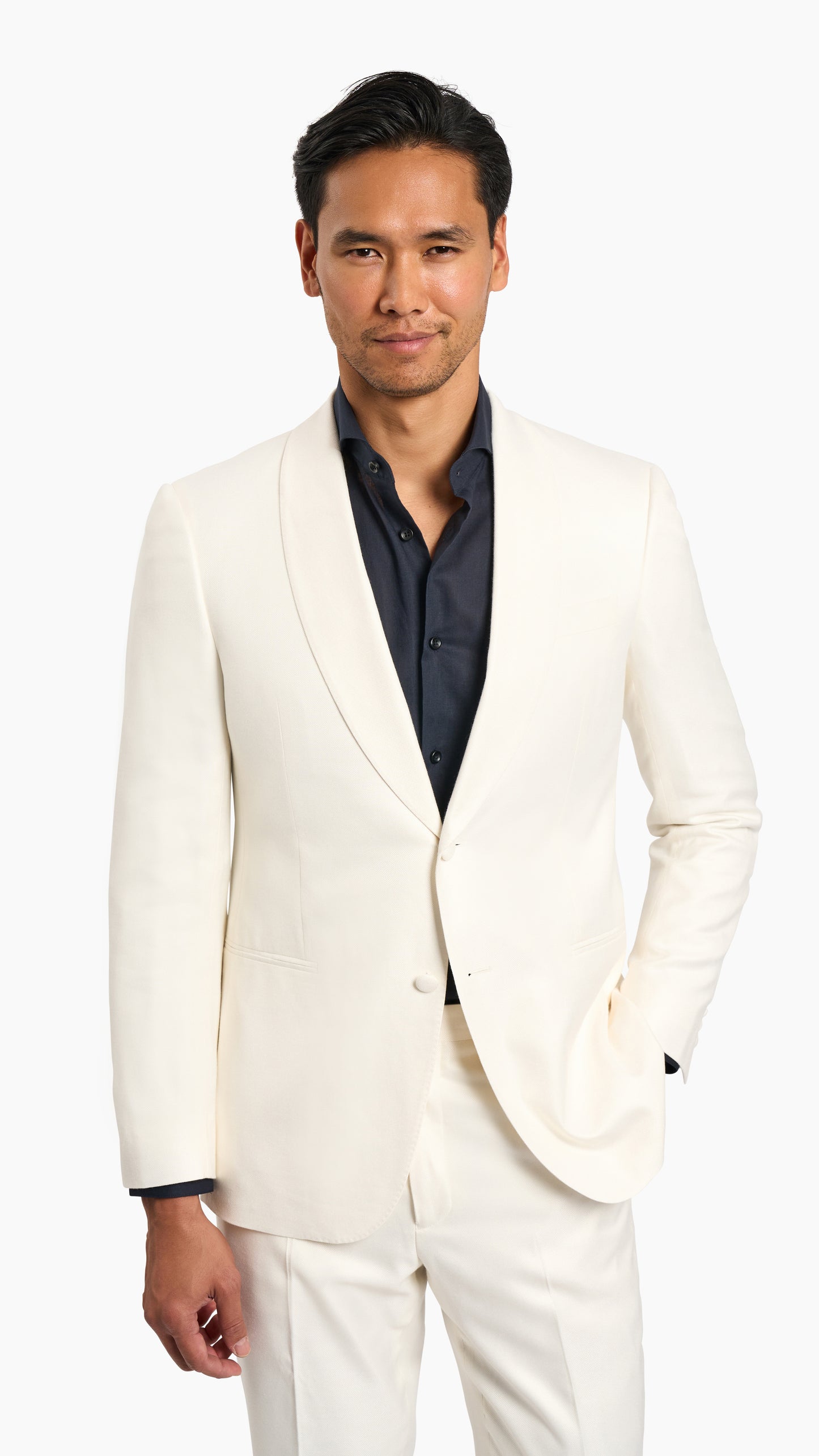 Huddersfield Bamboo White Tuxedo Jacket