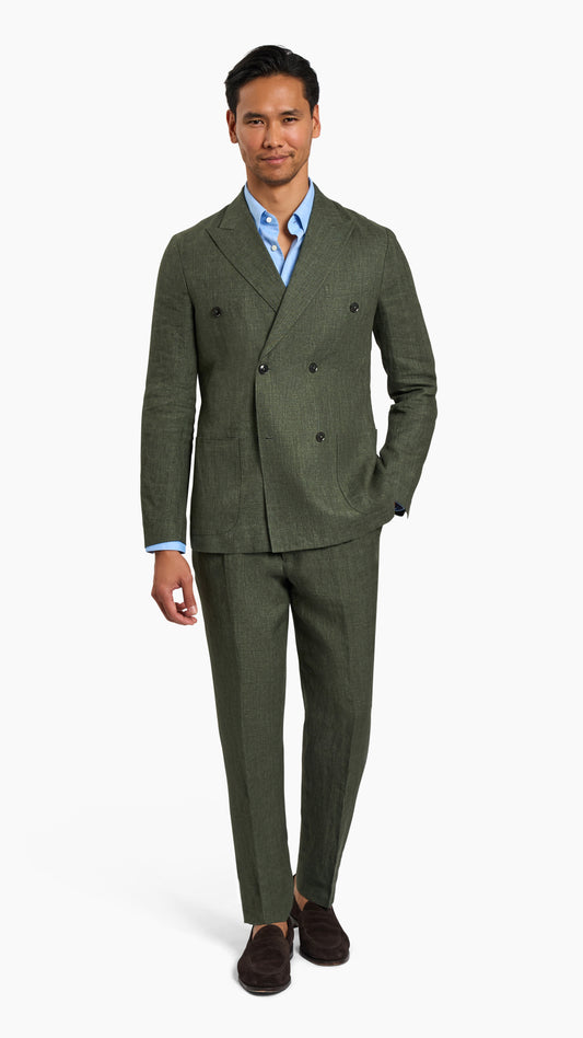 Scabal Dark Green Linen Suit