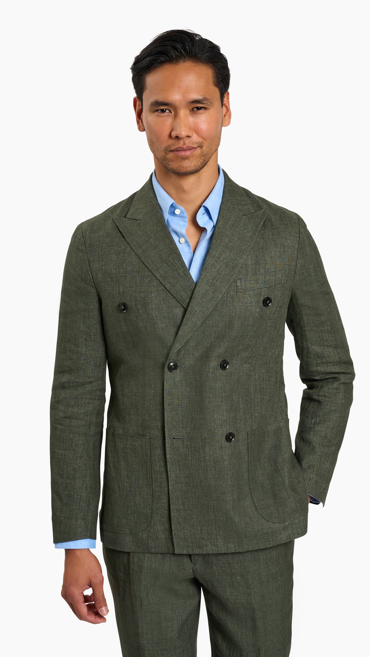 Scabal Dark Green Linen Suit