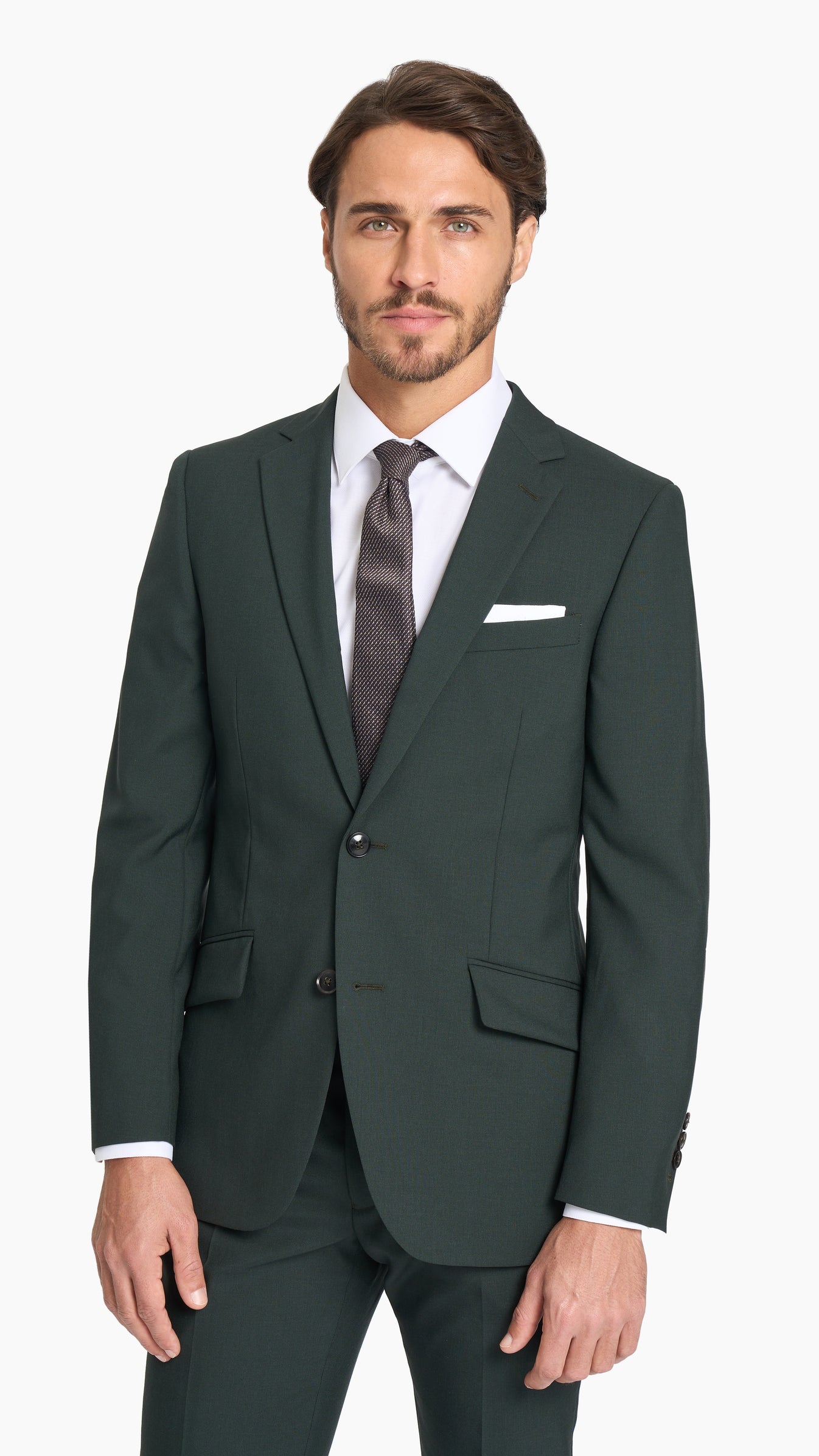 Scabal Dark Green Plain Weave Custom Suit - Edit Suits Co.